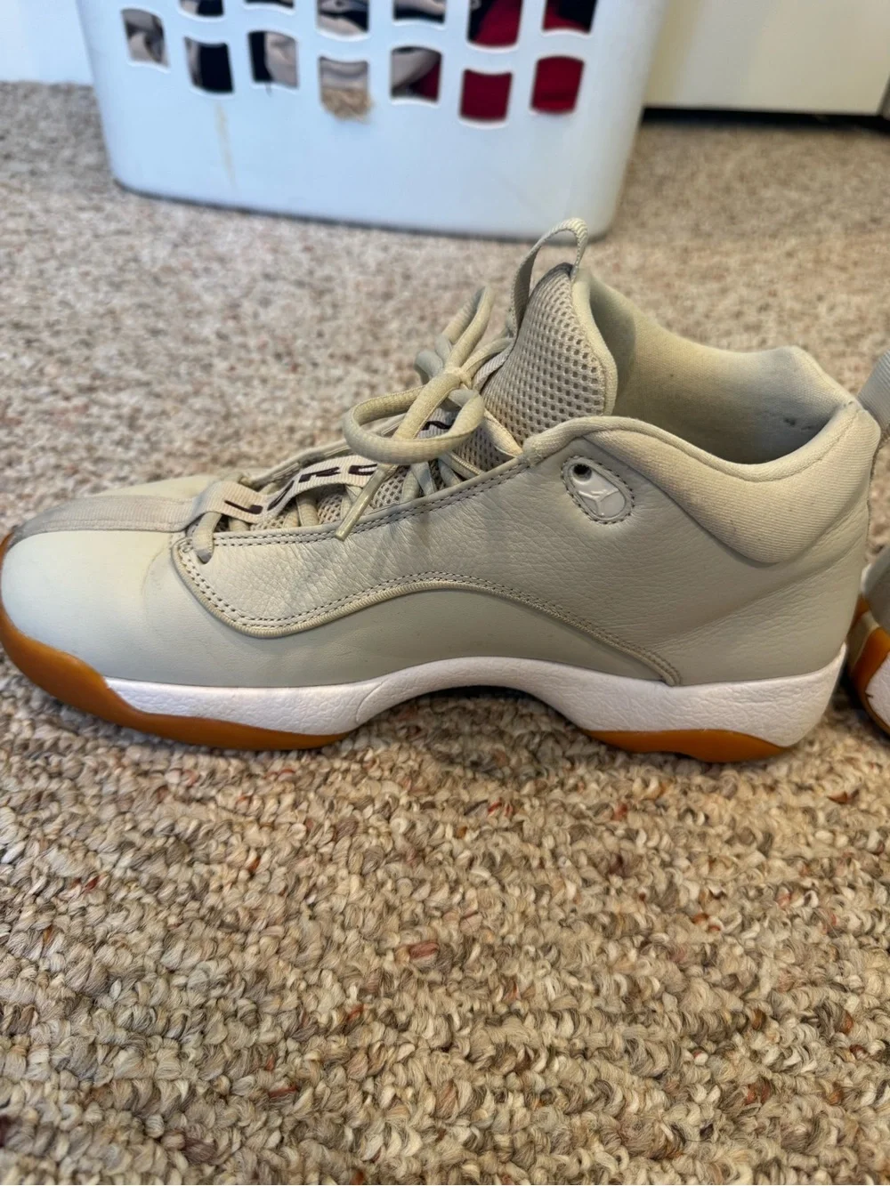 Jordan Light Gray and Gum Low-Top Sneakers